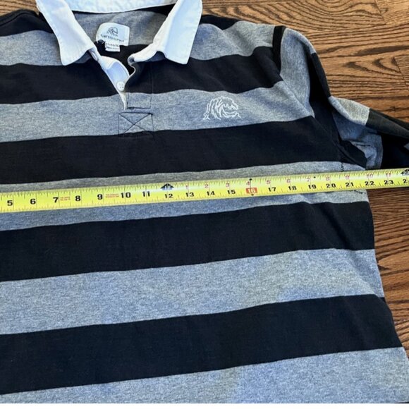 SurfSide Supply CO Men’s Striped Polo Rugby Shirt Size XL Stripes - Navy Blue - Picture 4 of 7